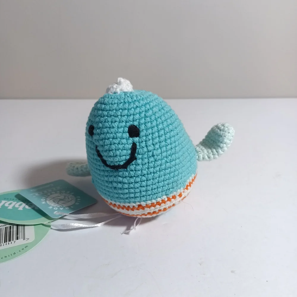 Pebble World Fair Trade Organization Turquoise Whale Rattles 4